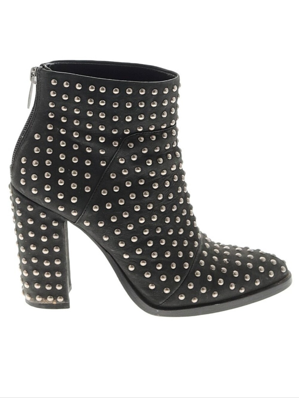 Mercer Edit Full Monty Black Silver Studded Bootie Zipper Leather Size 6